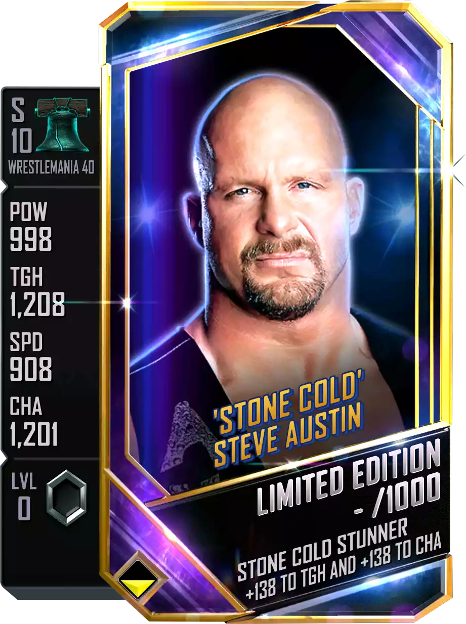 Wrestlemania 40, Steve Austin, Limited Edition Card from WWE Supercard