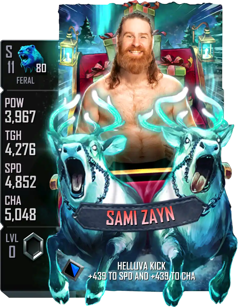 Feral, Red Rooster, SE (Special Edition) Winter Holidays card from WWE Supercard