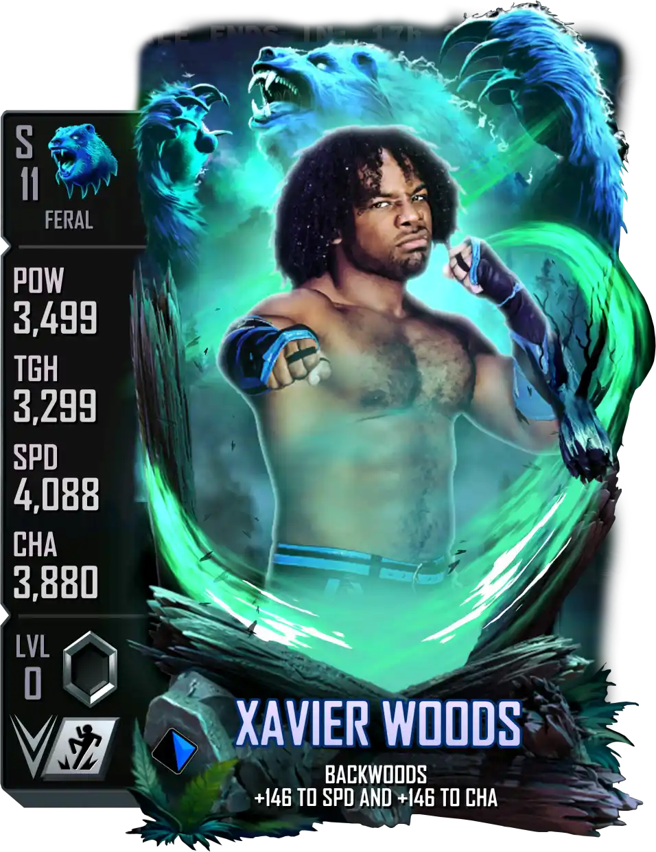 Feral, Xavier Woods, Standard Card from WWE Supercard