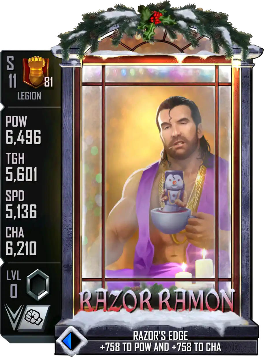 Legion, Razor Ramon, SE (Special Edition) 2025 Winter Holidays card from WWE Supercard