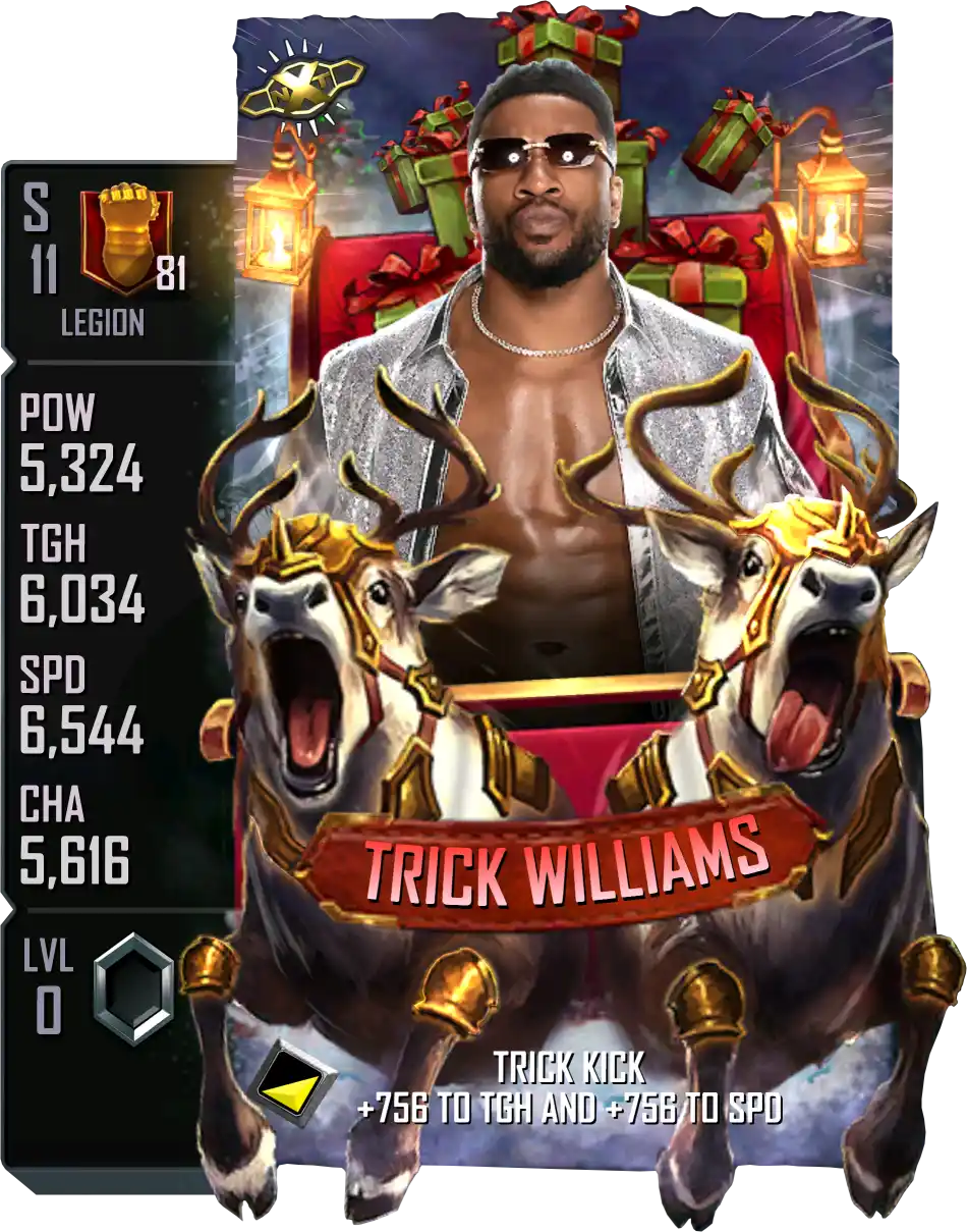Legion, Trick Williams, SE (Special Edition) 2025 Winter Holidays card from WWE Supercard