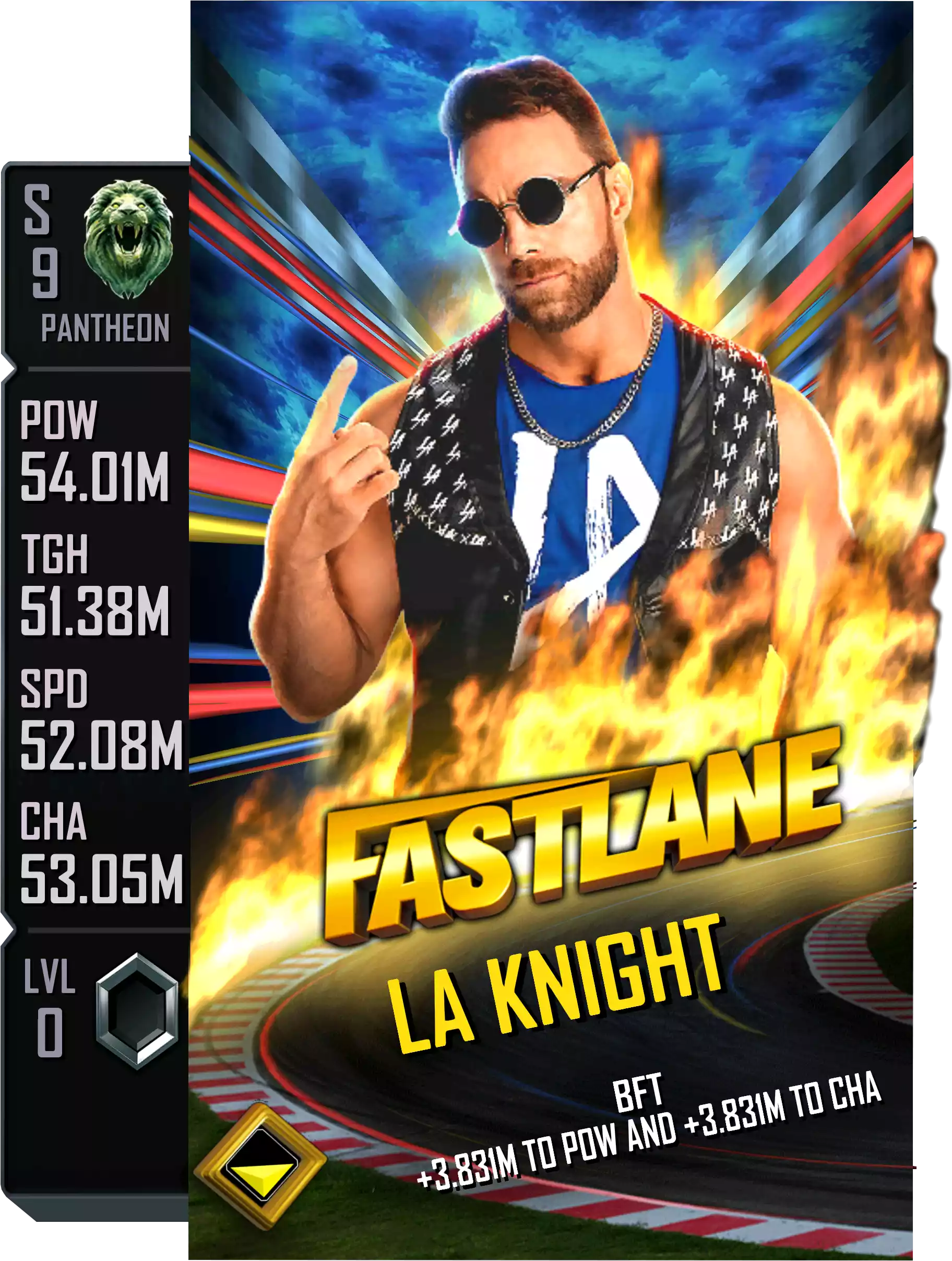 Pantheon, LA Knight, Fastlane PLE (Premium Live Event) Card from WWE Supercard
