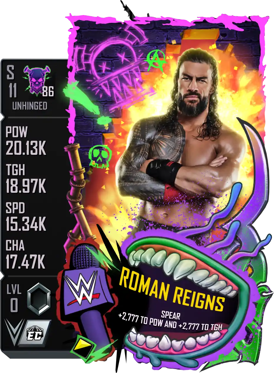 Unhinged, Roman Reigns, Standard Card from WWE Supercard